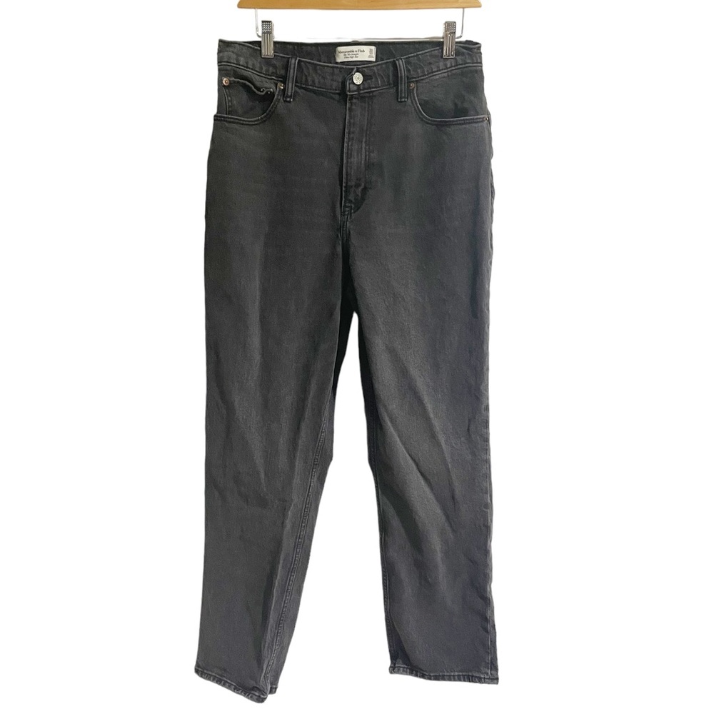 Abercrombie & Fitch 90th Straight ultra high rise jeans black  31/12 curve love